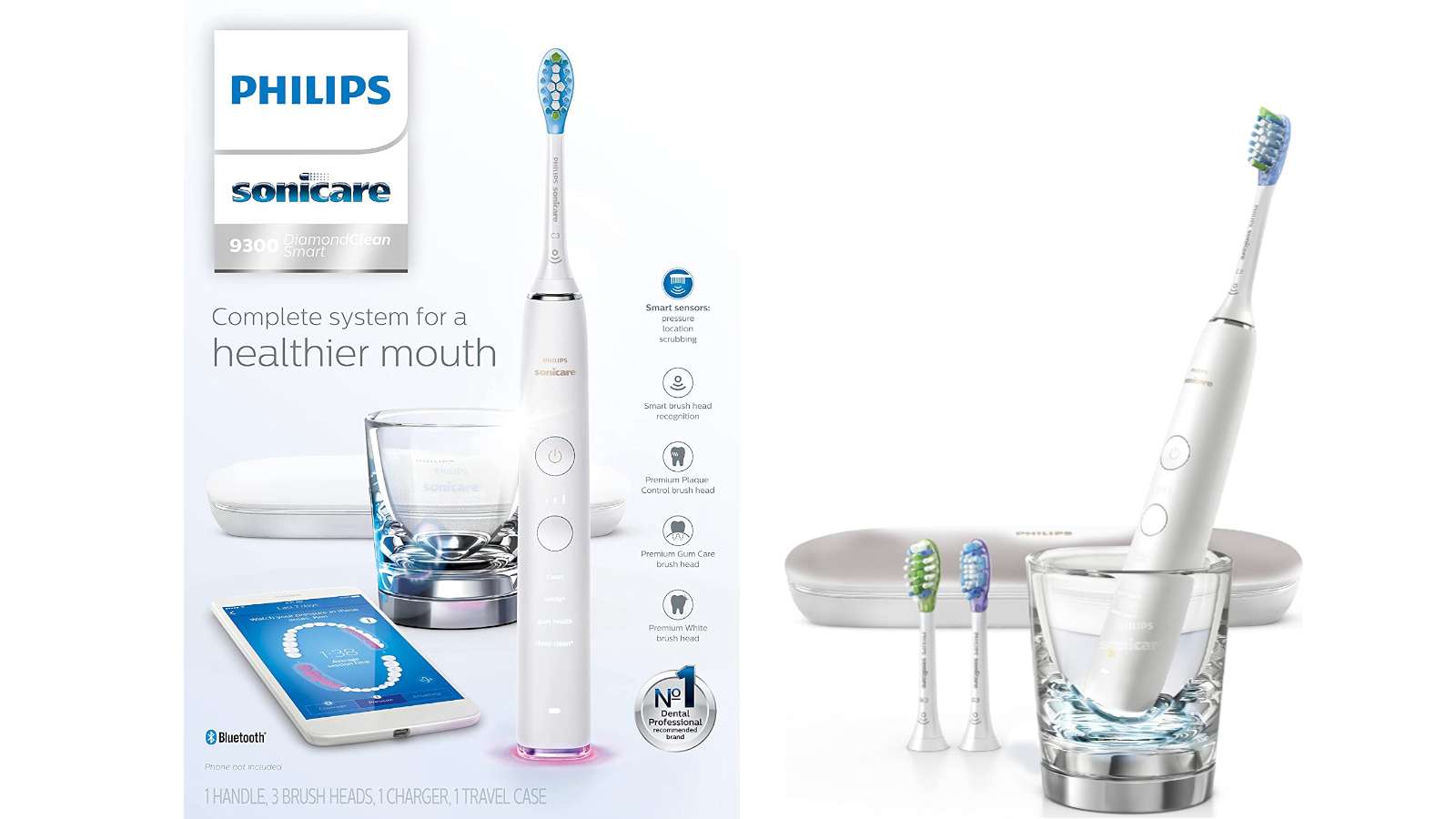 Philips Sonicare DiamondClean Smart 9300 (White, HX9903/01) toothbrush and its packaging