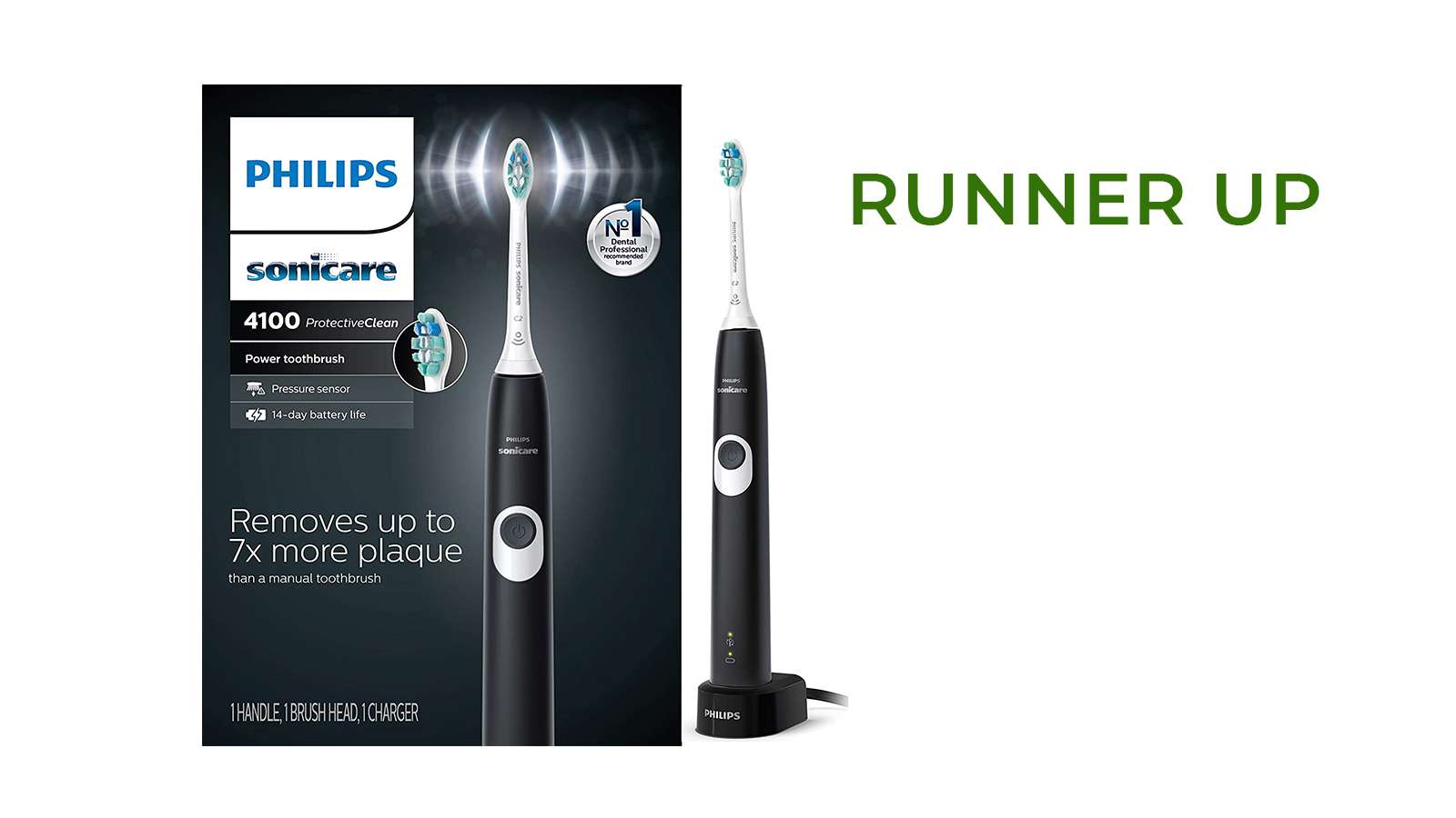 Philips Sonicare ProtectiveClean 4100 (Black, HX6810/50) toothbrush and its packaging