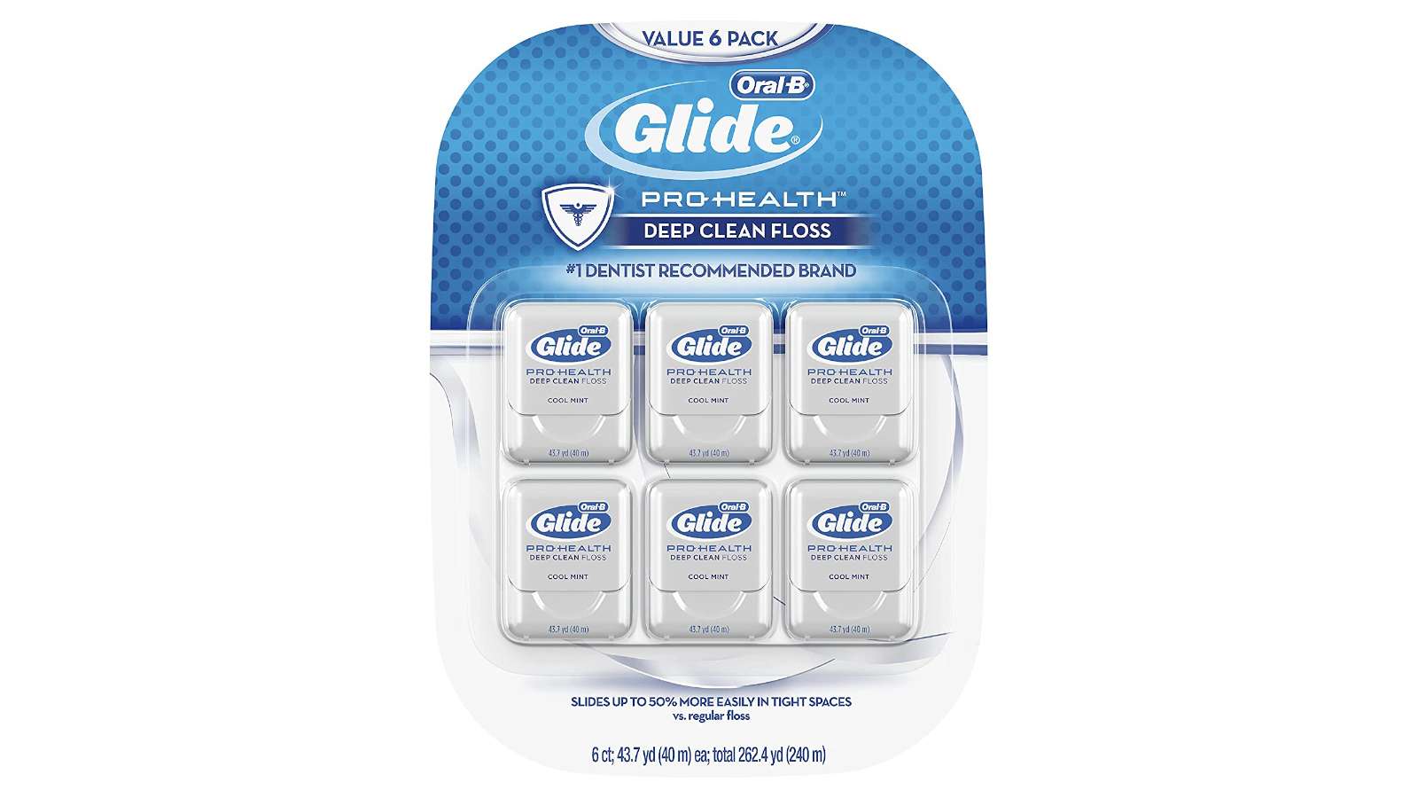 pack of 6 oral-b glide pro-health dental floss