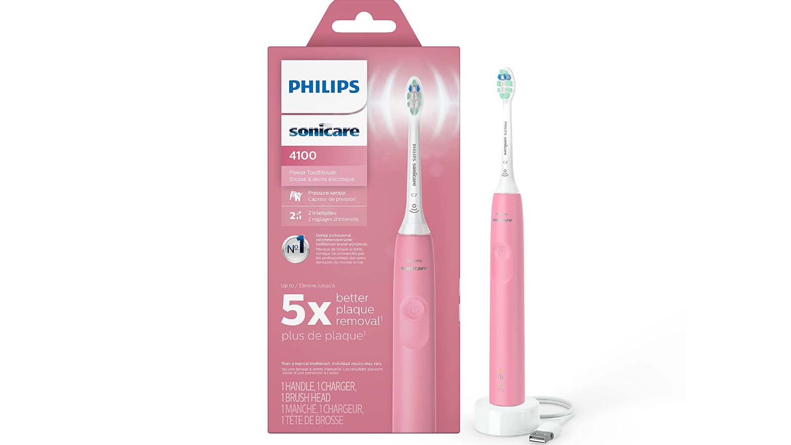 Review of Philips Sonicare 4100 - Philips Sonicare ProtectiveClean 4100 (Deep Pink, HX3681/26) toothbrush and its packaging