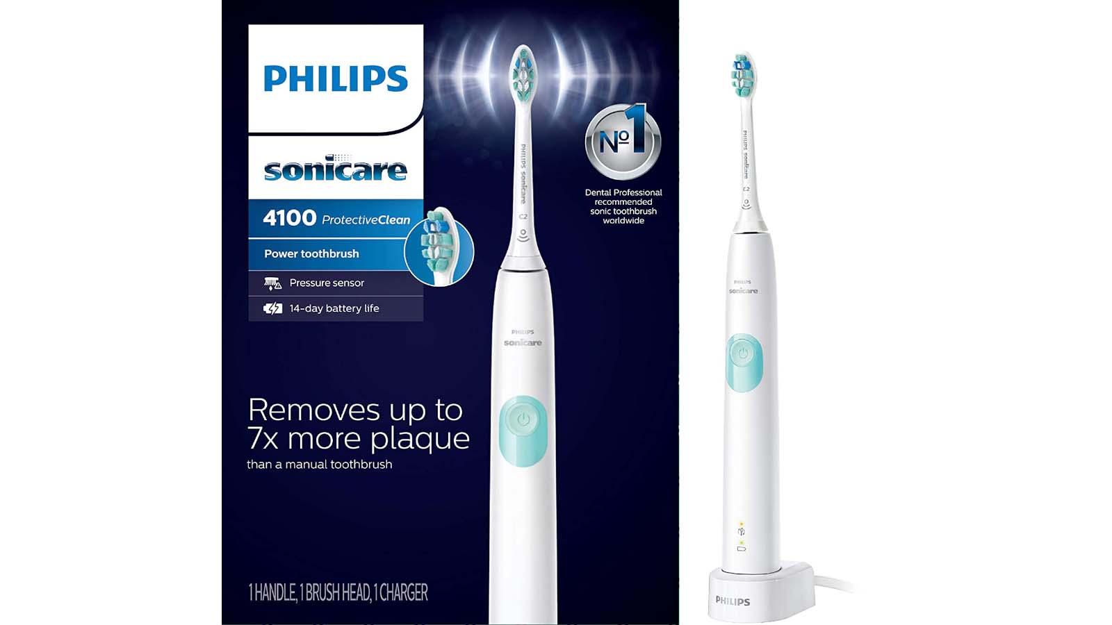 Review of Philips Sonicare 4100 - Philips Sonicare ProtectiveClean 4100 (White, HX6817/01) toothbrush and its packaging