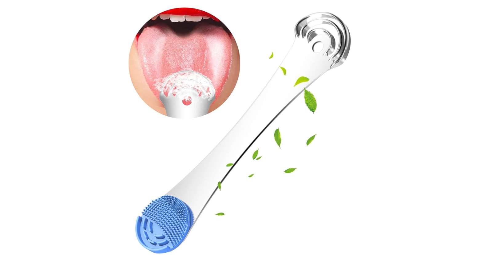 reviews on best tongue scraper - packet of MOOSEC tongue scraper with silicone brush and double side tongue cleaner