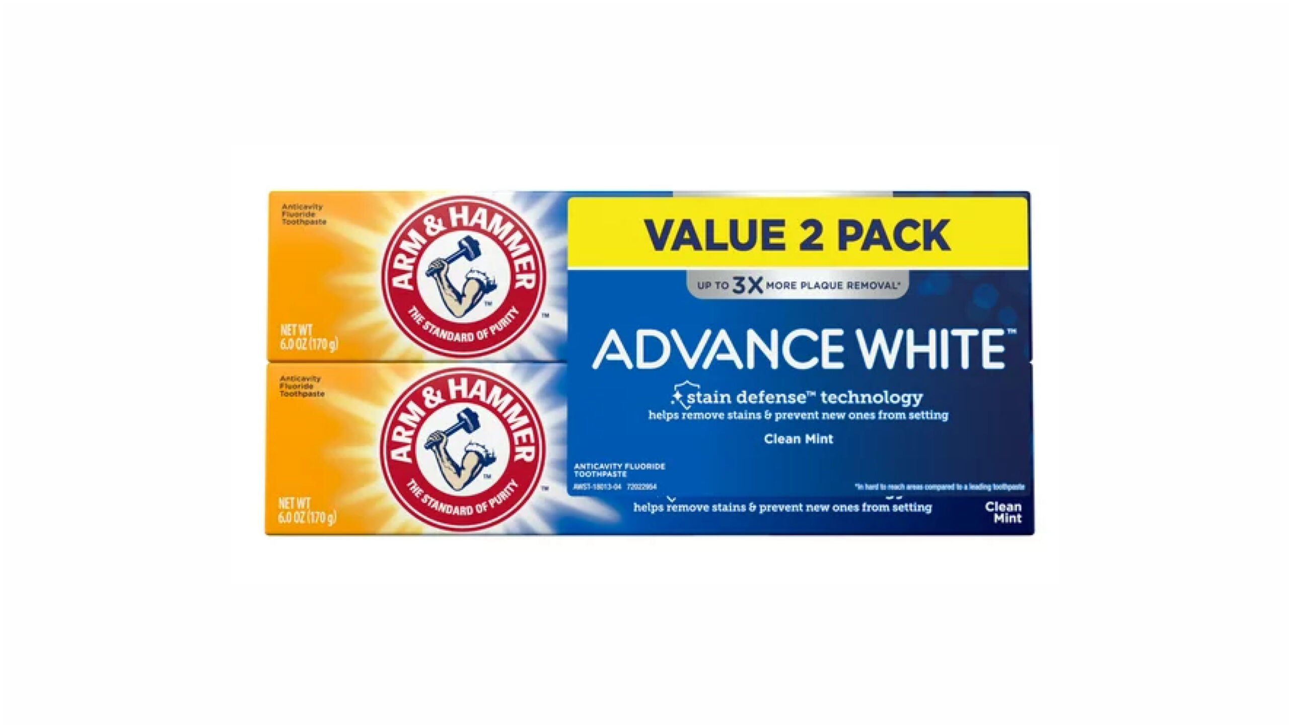arm and hammer toothpaste twin pack with two 6oz tubes and clean mint flavor for extreme whitening with fluoride