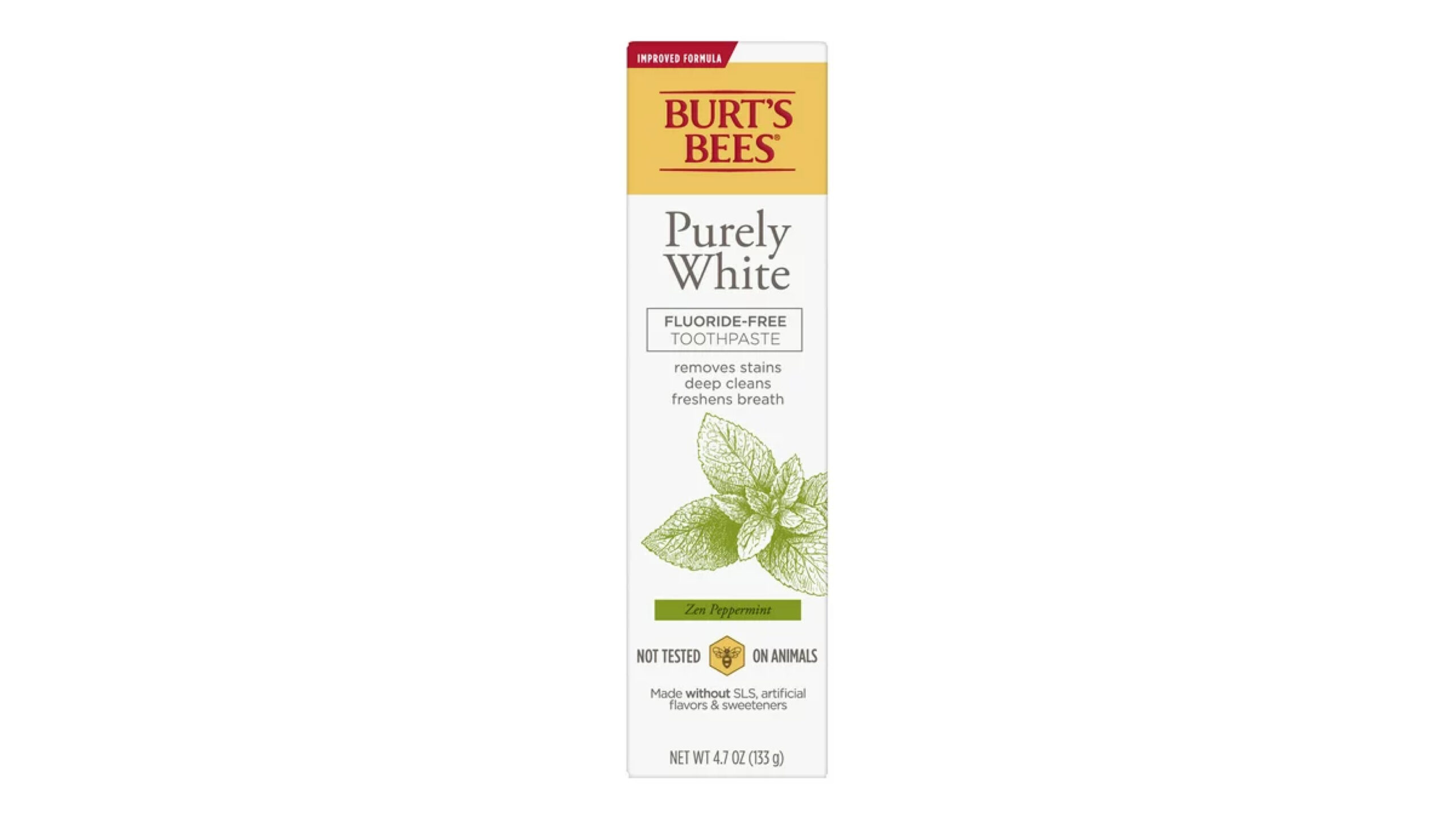 packet of burts bees toothpaste purely white flouride free toothpaste