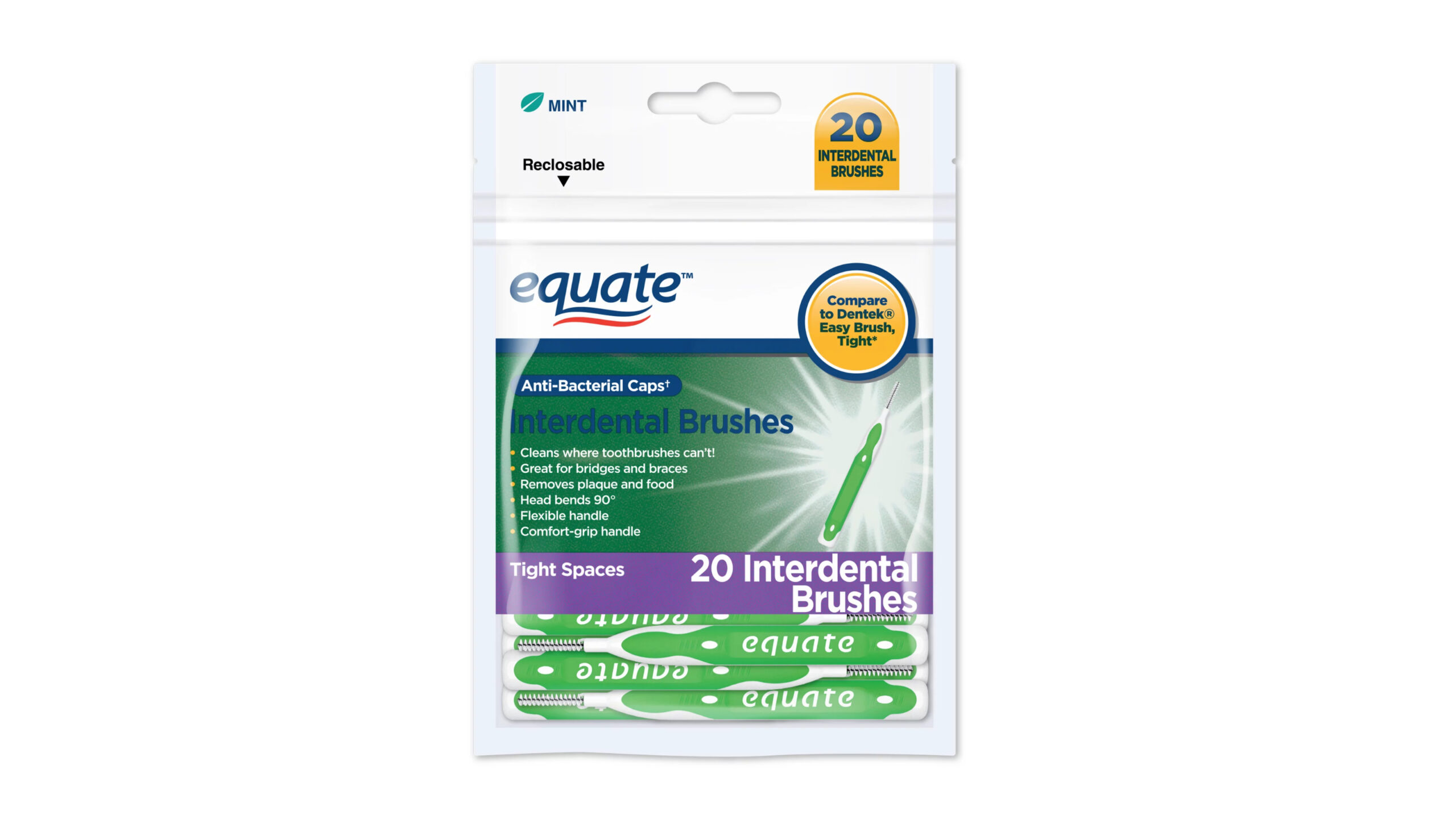 packet with 20 interdental equate brushes